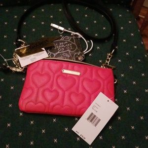 Betsey Johnson red heart wristlet/crossbody bag